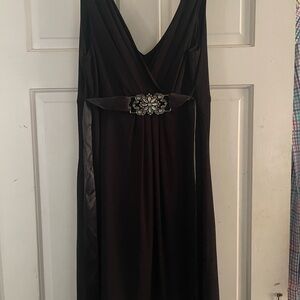 Scarlett black cocktail dress - size 14 with cute satin embellishment tie back